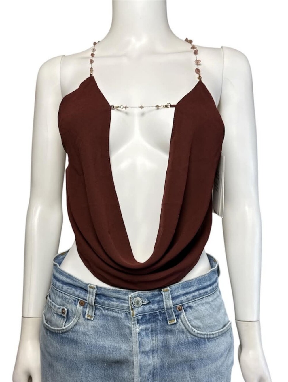 NWT JADED LONDON Cowl Neck Top Plum US 0 - Picture 6 of 6